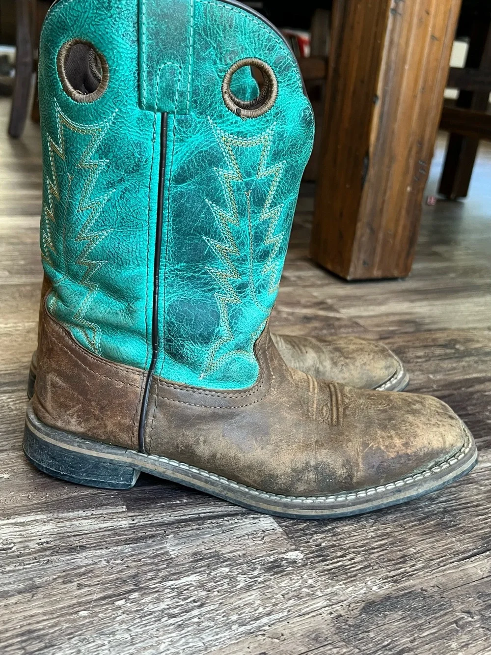 Men's Smokey Mountain Boys Jesse Leather Western Boots with Turquoise Shaft